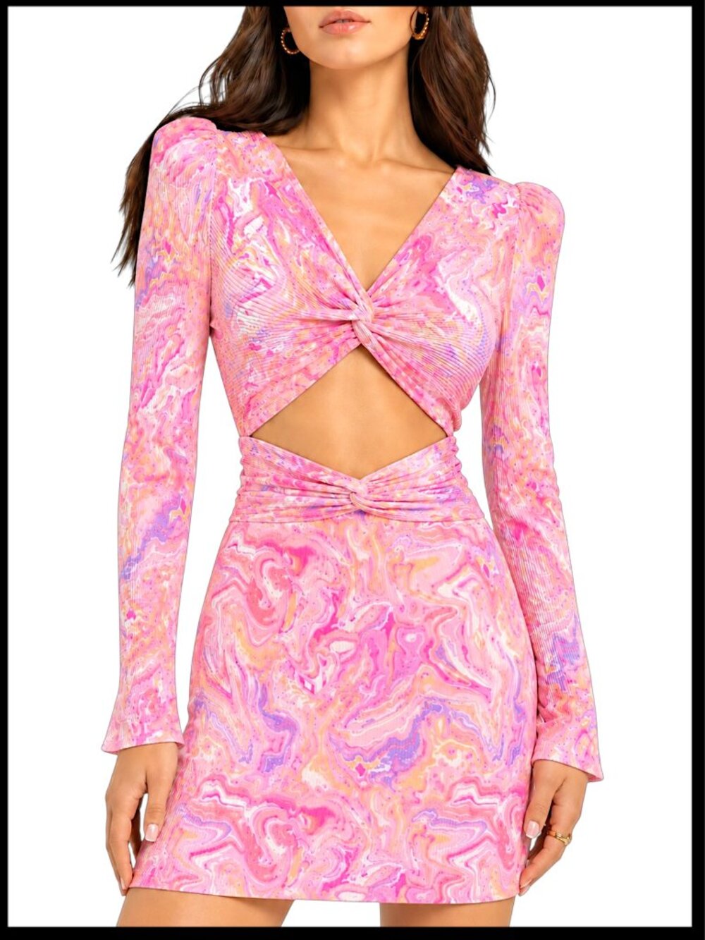 LoveShackFancy Nanita Pink Marble Twist Cutout Mini Dress 2